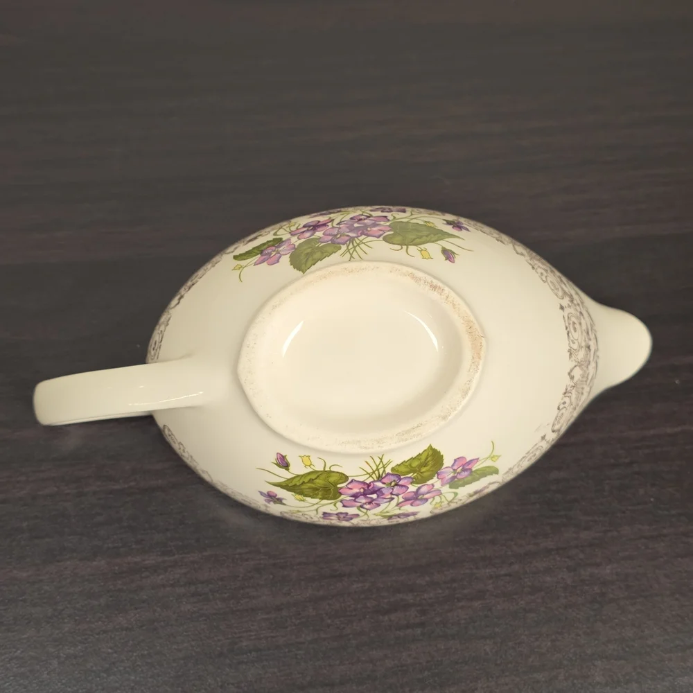 Vintage Spring Violet Cream & Sugar Set Gold Trim Floral
